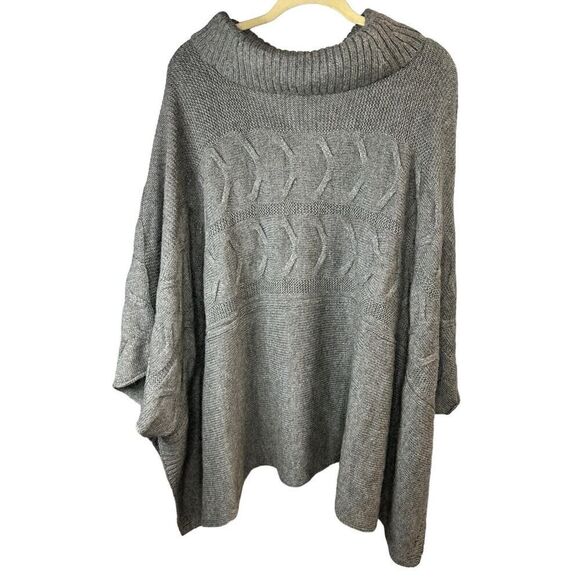 Eileen Fisher Alpaca Silk Grey Knit Ponco one size - Picture 2 of 8